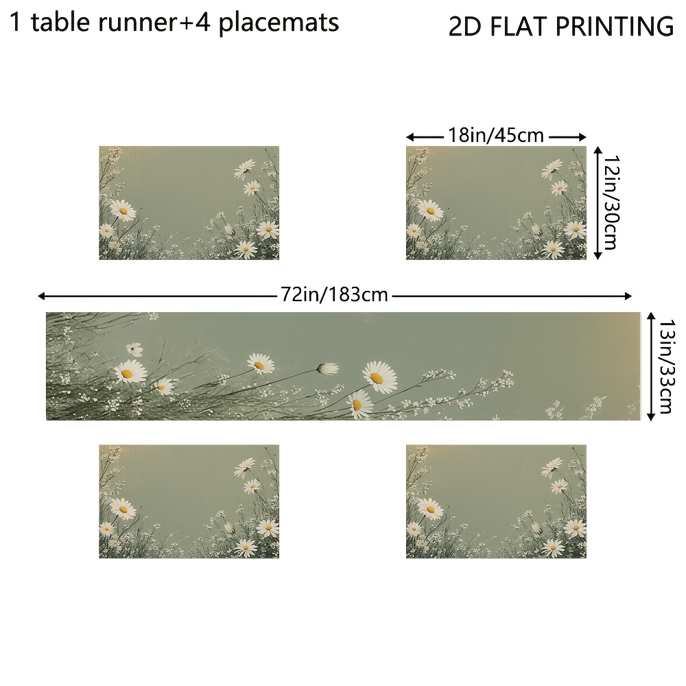 Image of 5pcs/7pcs Table Runner Placemat Set, Kitchen Table Runner Placemat And Dinner Plate Set, Suitable For Dinner Wedding Holiday Party Holiday Gift( 4 Placemats Or 6 Placemats)