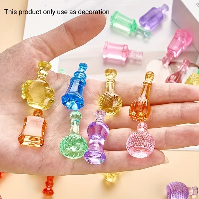 

30pcs Of Acrylic Creative Jewelry Small Bottles, 3d Dollhouse Diy Decoration Accessories, Mini Ornaments For Micro - Mixed Styles And Colors .