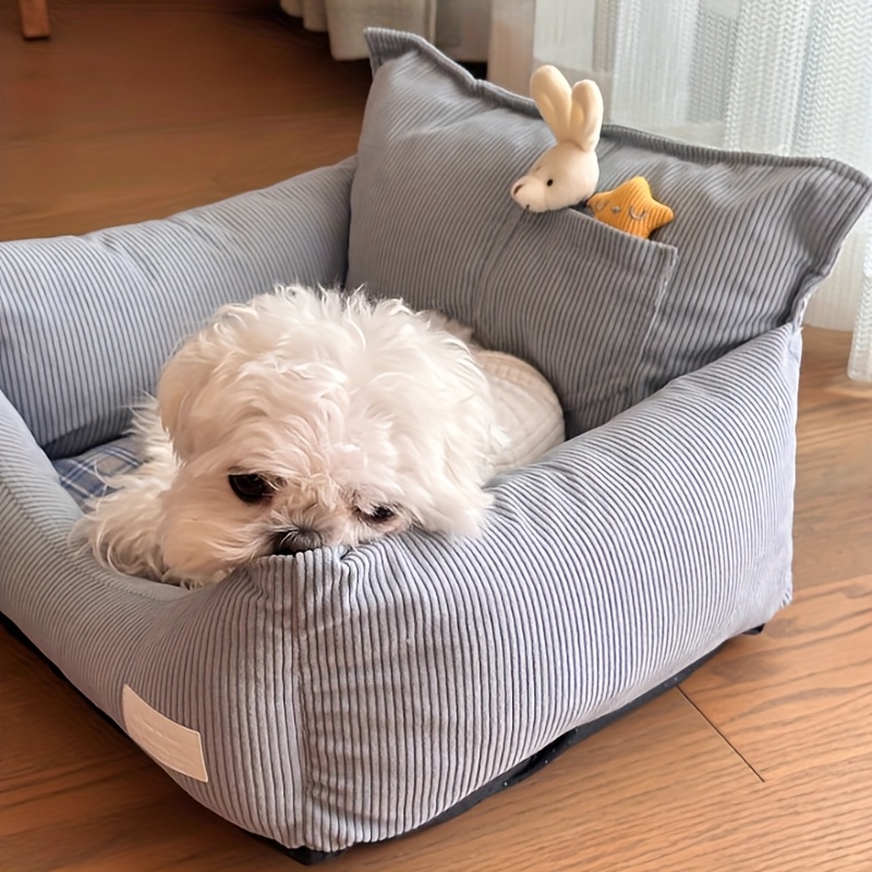   removable washable cat bed durable chew resistant pet bed with plush green exterior checkered   interior soft comfortable cat pad for indoor cats     fabric home pets Product details 4