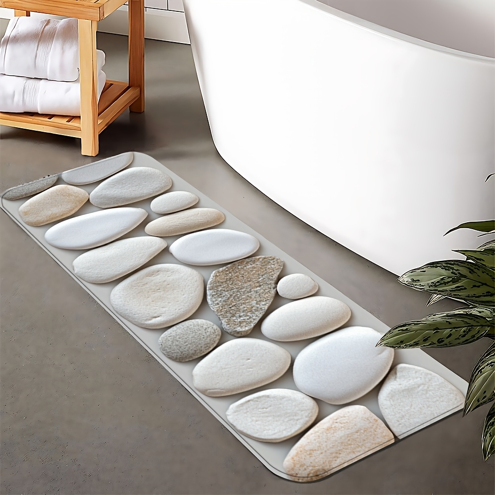 TEMU 1 tapis de bain antidérapant à fond multicolore blanc européen, tapis d'entrée intérieur, matelas de chambre, tapis de cuisine, tapis de bain et