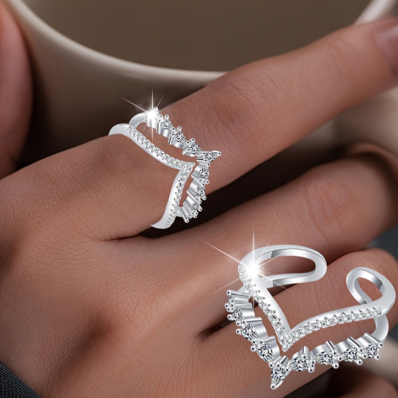 Women's Star Moon V-Shaped Double-Layer Adjustable Ring