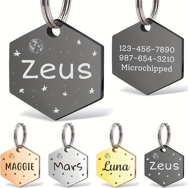 

Custom Engraved Pet Id Tags With Name And Phone Number - Durable Stainless Steel Dog Collar Charms - Stylish Safety Accessory For Pets