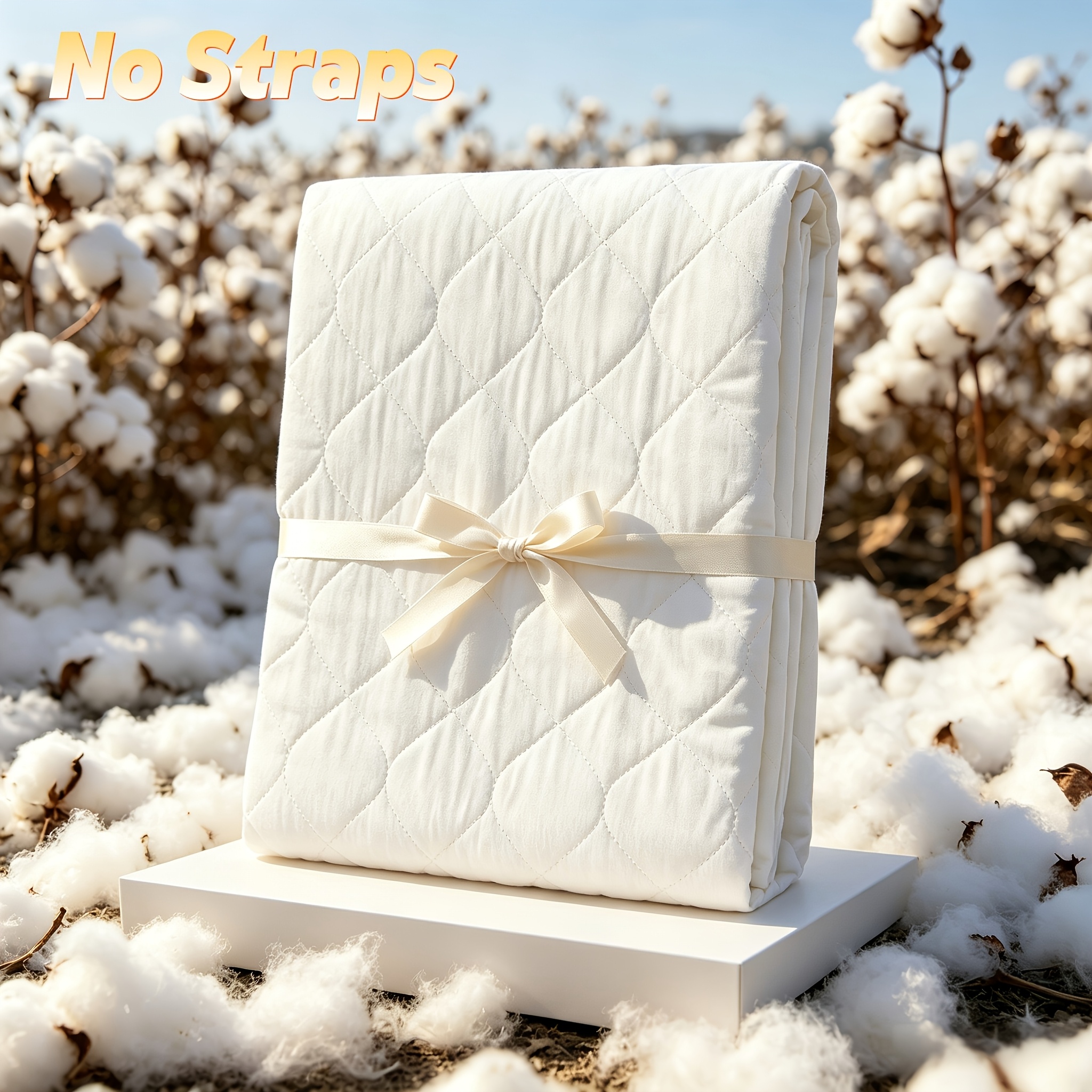 1pc Mat, Cotton Cover, Breathable And Not Stuffy, Skin-friendly And Soft, Suitable For , Washable, Non-slip, Water Ripple Quilting, Multiple Sizes , Local Delivery (80*150cm No Straps).