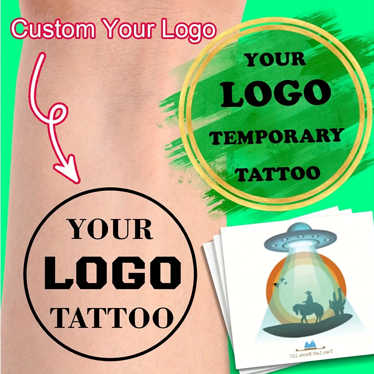 TEMU 16pcs Custom Temporary Tattoo Stickers, Water Resistant And Portable. Support Personalized Text And Logo Design For Party Use. Fit For Arm, Face