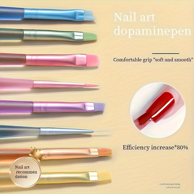 Image of 8pcs Dopamine Series Nail Brushes Gel Lamp Threading Pens All-purpose Painting Flower Painting Sweep Brushes-nail Design Brushes, Gel, Detail And Dotting Pen Tools, Suitable For Salon Nail Design