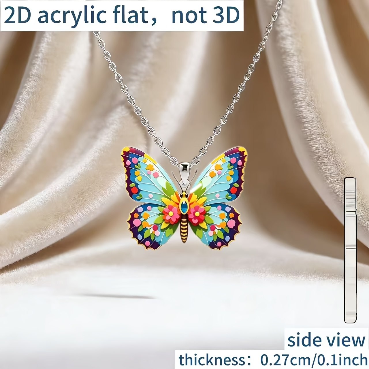 Cute Butterfly Pattern Acrylic Necklace, Stylish Design