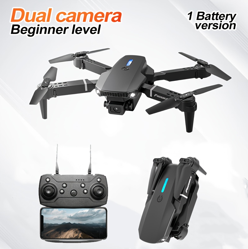 [Dron z Podwójną Kamerą] Zasięg 50m E88 Profesjonalny Dron - Prędkość 4 m/s, Pilot, Utrzymanie Wysokości, Ładowanie USB, Bateria Li-Poly, Do użytku wewnątrz i na zewnątrz, Dron z kamerą,Dron z pilotem zdalnego sterowania i ekranem,Wysokiej Jakości Dron,Dron Długodystansowy,Dron wewnętrzny,Samolot Latający Dron,Mini Dron,Mini Dron,Dron z Ekranem, Latanie w Pomieszczeniach,Fotografia Lotnicza,Przenośny Quadcopter,Kompaktowa konstrukcja,Silnik bezszczotkowy,Stabilny Lot,