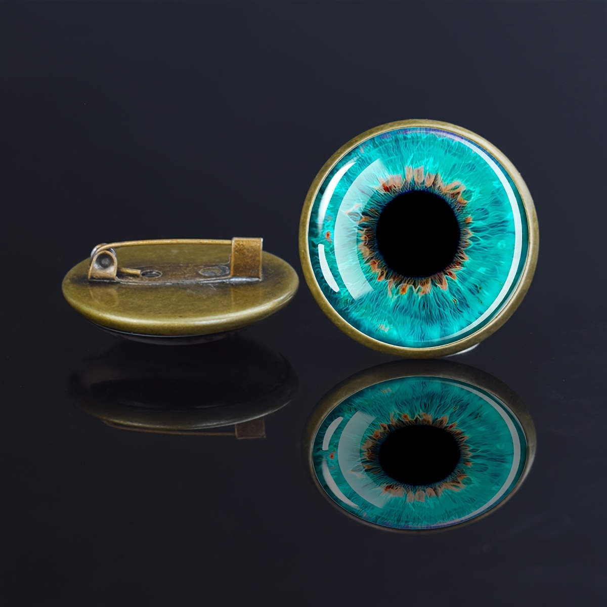 TEMU 1pc Broche en Verre Motif Œil Accessoire de Mode pour Hommes et Femmes Cadeau Bijou Pin Rond Déclaratif
