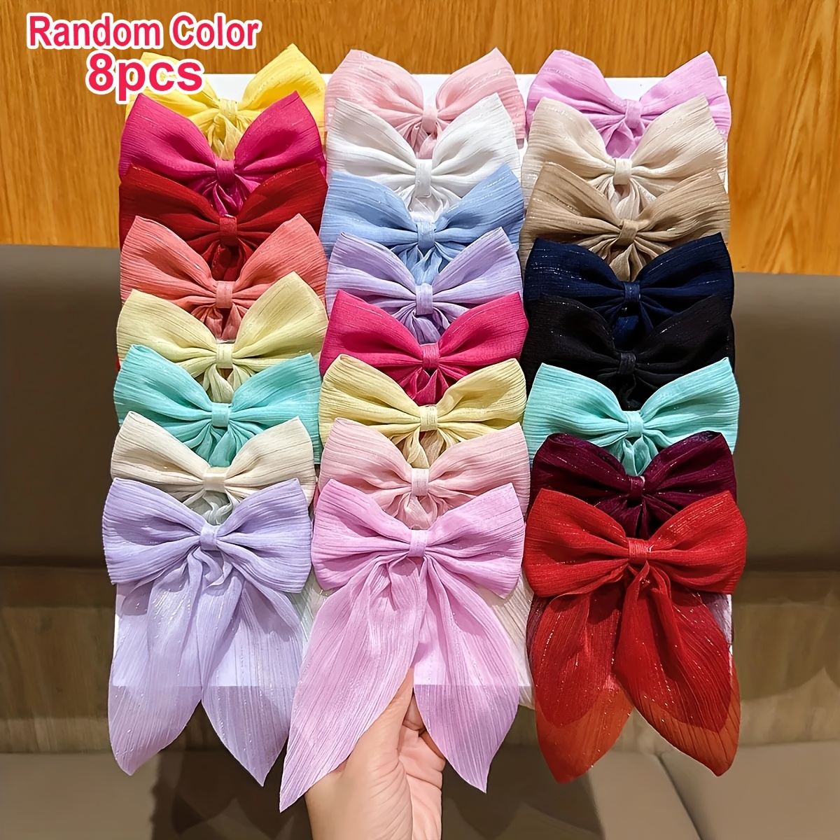TEMU 8pcs Accessoires de cheveux pour femmes avec nœud coloré, ensemble de nœuds papillon et de streamers à paillettes, adaptés à un usage , aux de