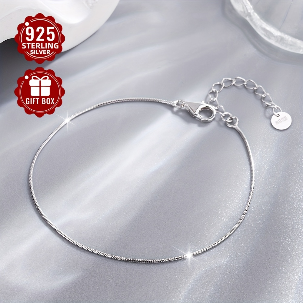 S925 Pure Silver Personalized Round Snake Bone Chain Bracelet