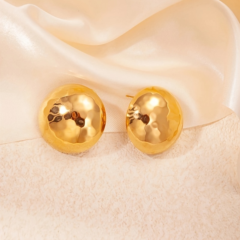 Stainless Steel Hemispherical Earrings Fashionable Classic Women's Jewelry