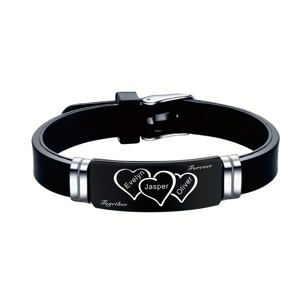 Image of Customized Family Themed Black Wristband, Representing The Perfect Meaning Of Never Being Separated. An Ideal Accessory For Family , A Holiday Gift For Family , And A Surprise Gift For Lovers