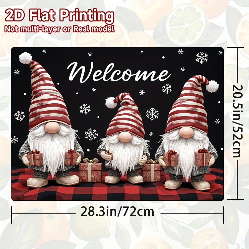 TEMU 1 pièce, Impression 2D à plat, Tapis de protection intégré pour cuisinière, Thème de Noël Trois gnomes festifs, 100 % polyester, Convient pour
