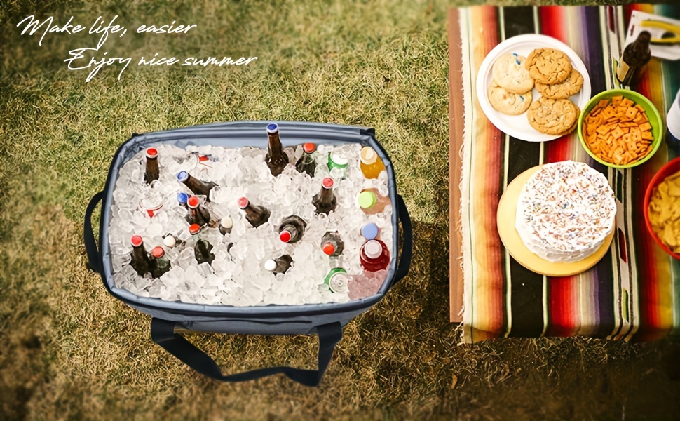 [30L Soft Cooler] 40-Can 30L Large Soft Cooler Bag | Insulated Lid, Durable Handle, Outdoor Essentials | Reusable Grocery Tote for Outdoor Travel, Hiking, Beach Picnics & BBQ Parties