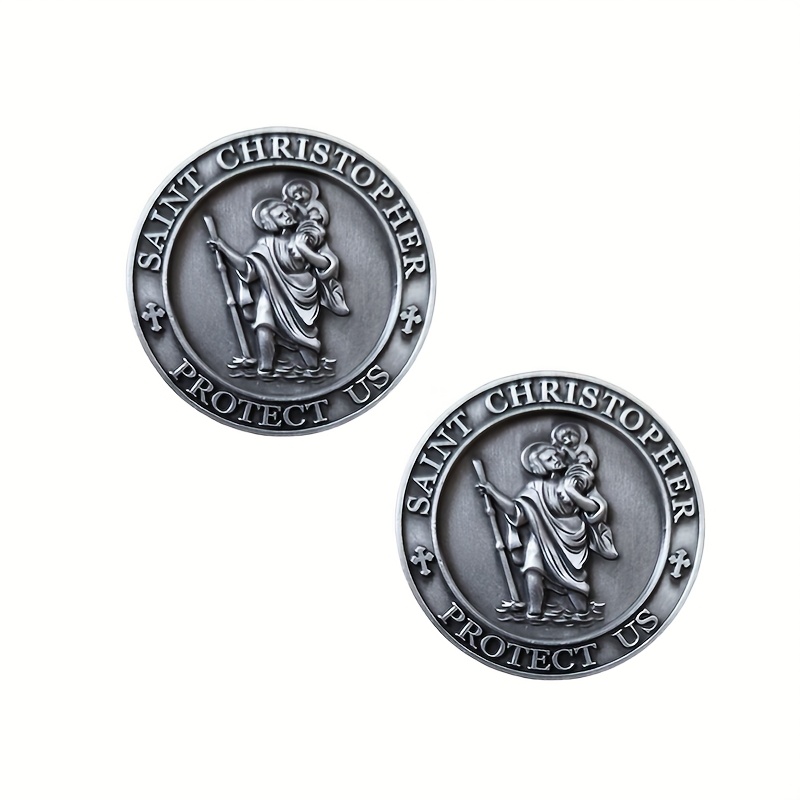 Image of Metal Medal For Car - Saint Christopher Visor Clip Talisman, Automotive Accessory Suitable For Drivers, Teens, Travelers - Safety Gift For Drivers (car)