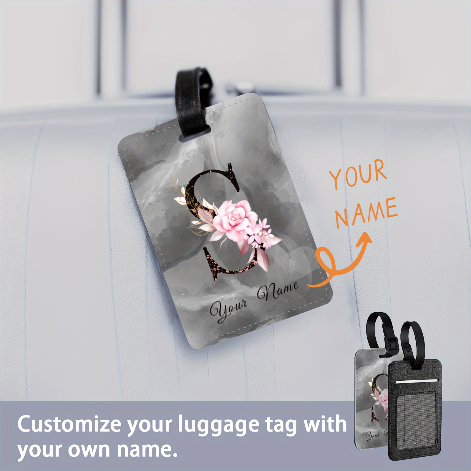 

Custom Floral Monogram Luggage Tag - Personalized Name & Letter Design, Lightweight Leather, Ideal For Suitcases, Backpacks & Travel Id - Unique Gift For Valentine's, Birthdays & Holidays