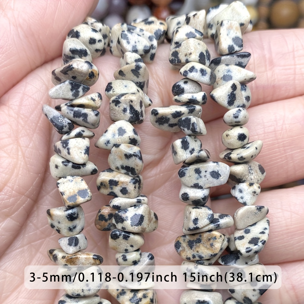Image of 16-inch Natural Irregular Dalmatian Jasper Stone Beads Round Loose Beads For Jewelry Making Necklace Bracelet Earring Additions