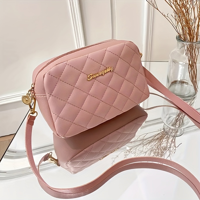 Women' Shoulder Bag Diamond Grid Small Square Bag Embossed Camera Bag Casual Crossbody Bag Wallet
