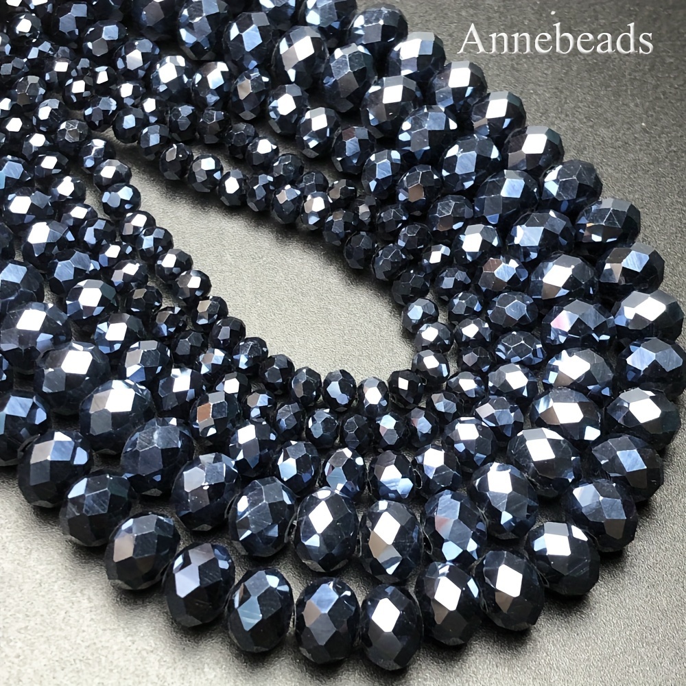 

4/6/8mm High Quality Ab Black Gallstone Artificial Crystal Flat Beads Bulk Spacer Beads For Diy Bracelet Necklace Clothing Accessories Jewelry Making Supplies