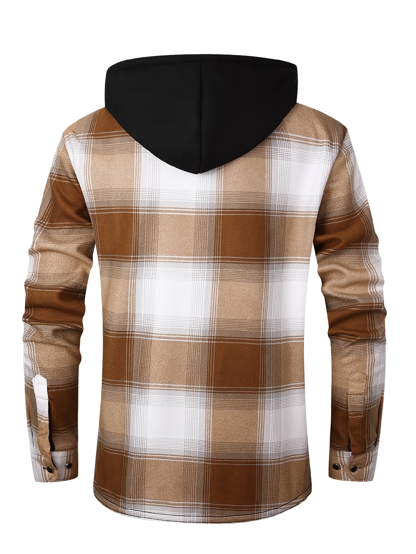 Thermisch werkschort met capuchon voor heren - Heavy-duty fleece gevoerde winterjas met ruitpatroon, volledige ritssluiting aan de voorkant, lange mouwen, overhemdjasje met knoopsluiting voor boerderij, bouw, buiten - Dik geïsoleerd laagstuk (s-3xl) - Ideaal voor Col