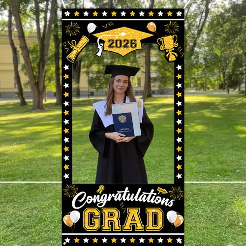 1pc 2026 graduation season porch decoration flag 90cm 180cm 35 4 inches 70 8 inches celebration graduation photo decoration flag prop graduation season hollow photo booth selfie prop supplies durable polyester material