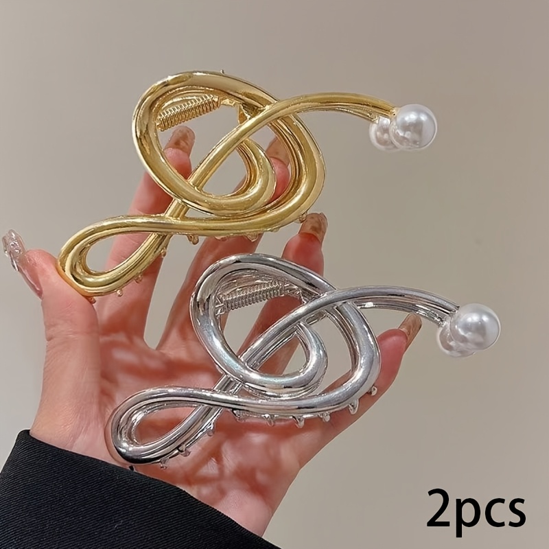 E-shop 2 Stück neue hochwertige Haarspangen aus Metall mit Musiknoten, schlichte elegante Haifischklammern