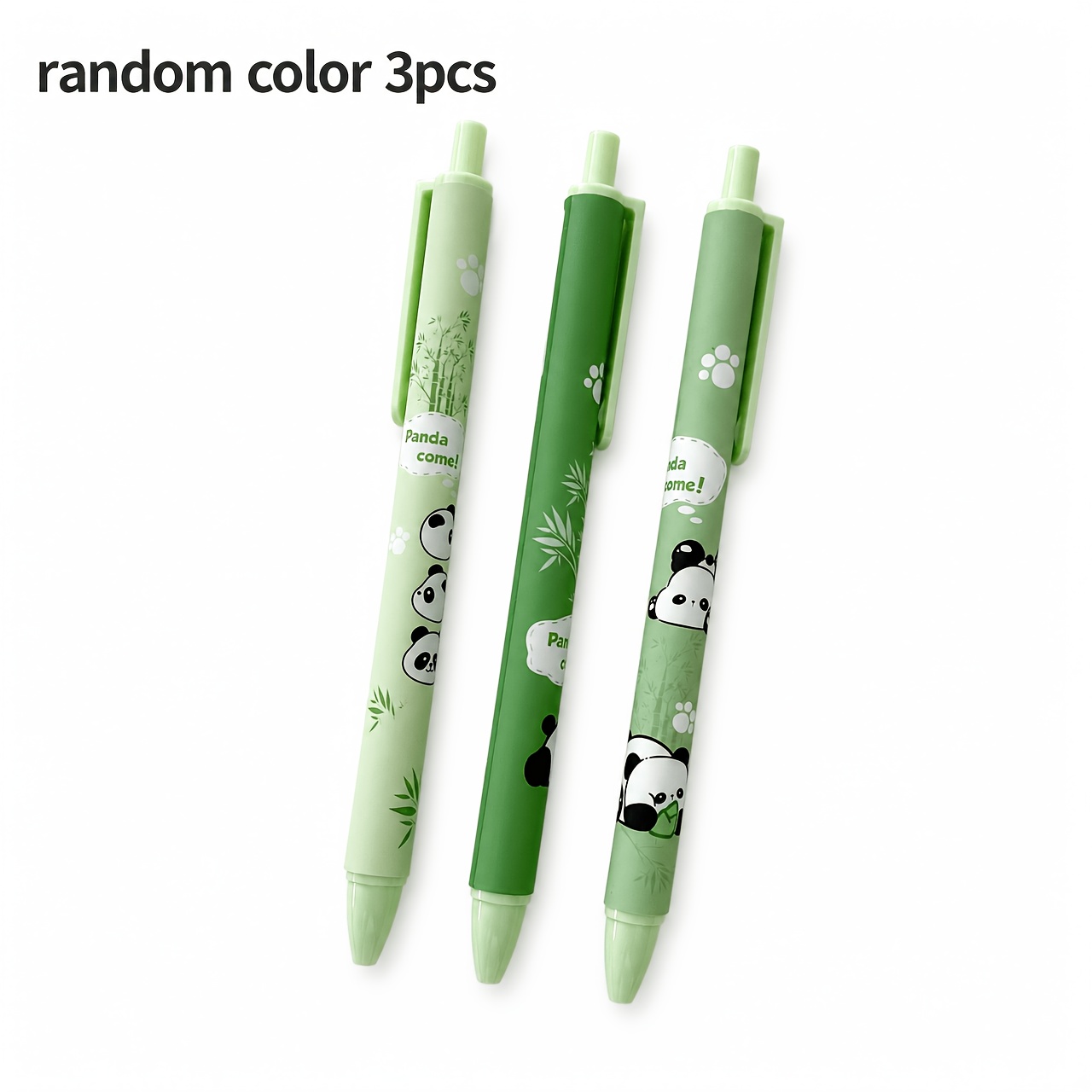 TEMU 3pcs New Cute Panda High-quality Click Pens, For Studying, Durable And Perfect For Young, Featuring Black Ink