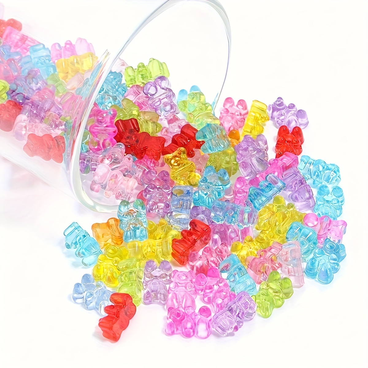 

50pcs 12mm Transparent Gummy Bear Beads, Colorful Acrylic Beads, For Necklace Bracelet Earring Diy Jewelry Making Accessories