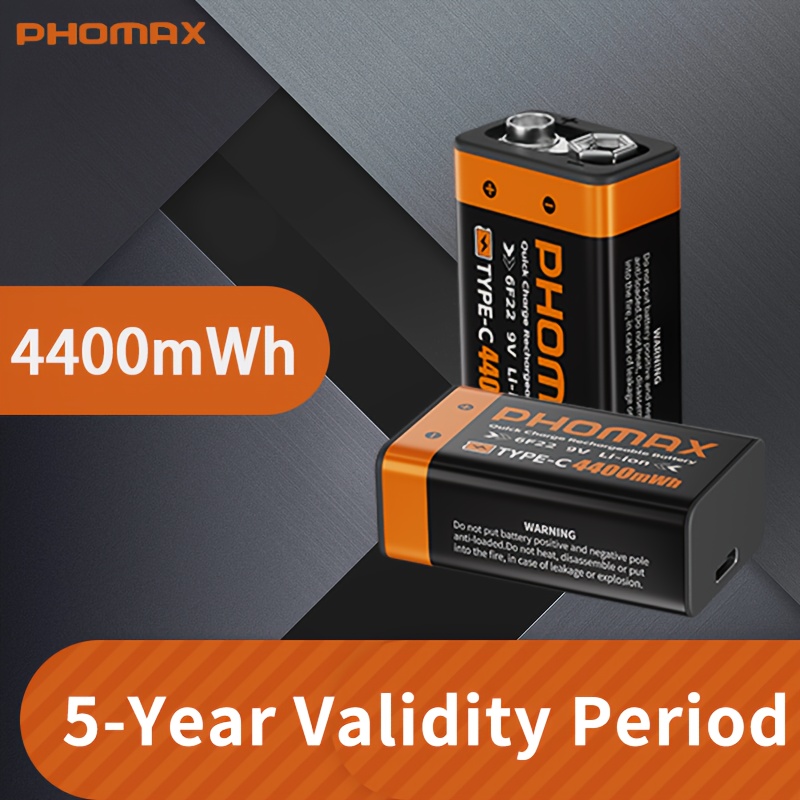   9в 4400мач литий-ионная батарея тип-c аккумулятор 6f22 для мультиметров, детекторов дыма, пультов управления и водяных бойлеров. для зарядки используйте кабель type-c Детали 2