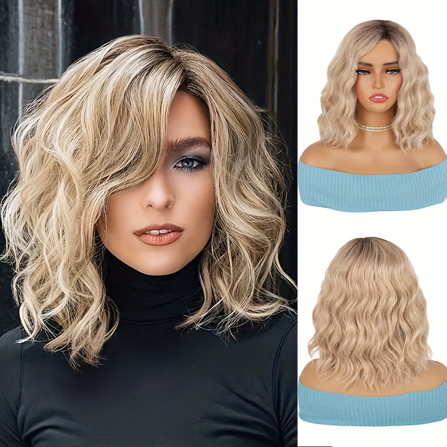 E-shop 1 Stück Damen Flauschige Goldene Lockenperücke, Hochtemperaturfaser, 100% Dichte, Rosen-Innennetz, Must-have für Stilbegeisterte, geeignet für