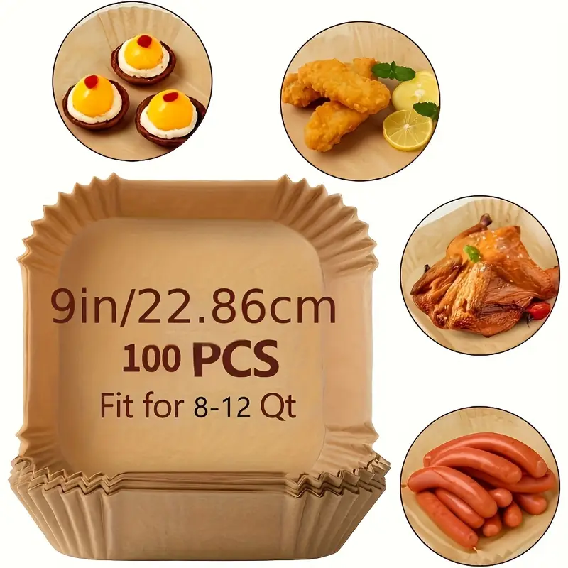 100 200 300 400pcs non stick air fryer liners brown paper sheets for baking roasting and microwaving easy to clean cooking great for home and commercial kitchens air fryer accessories Product details 4