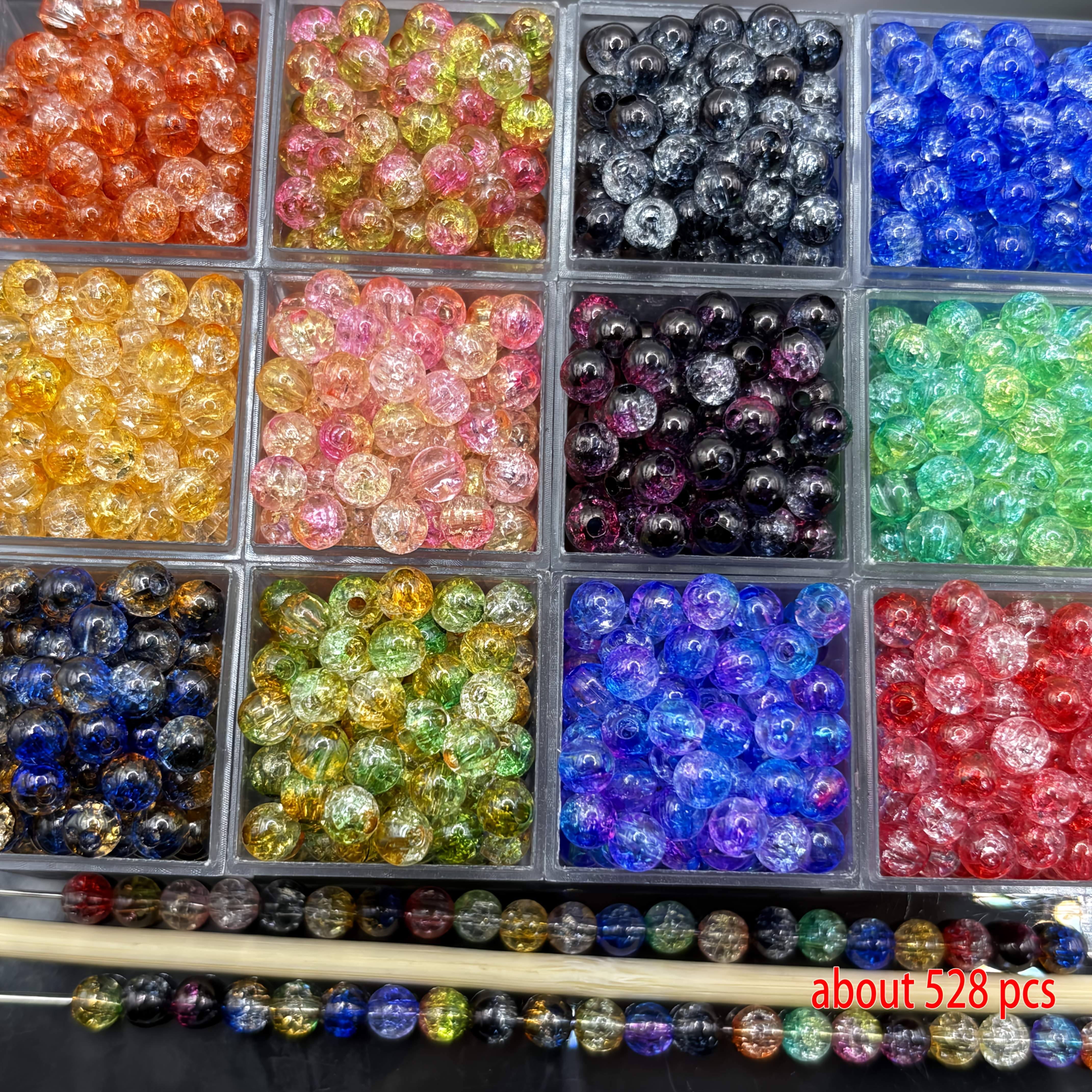 TEMU 528pcs Perles de Noël 6Mm 12 Couleurs - Perles Acryliques Craquelées Bicolores Rêveuses - Perles Décoratives - pour Perles de Décoration,