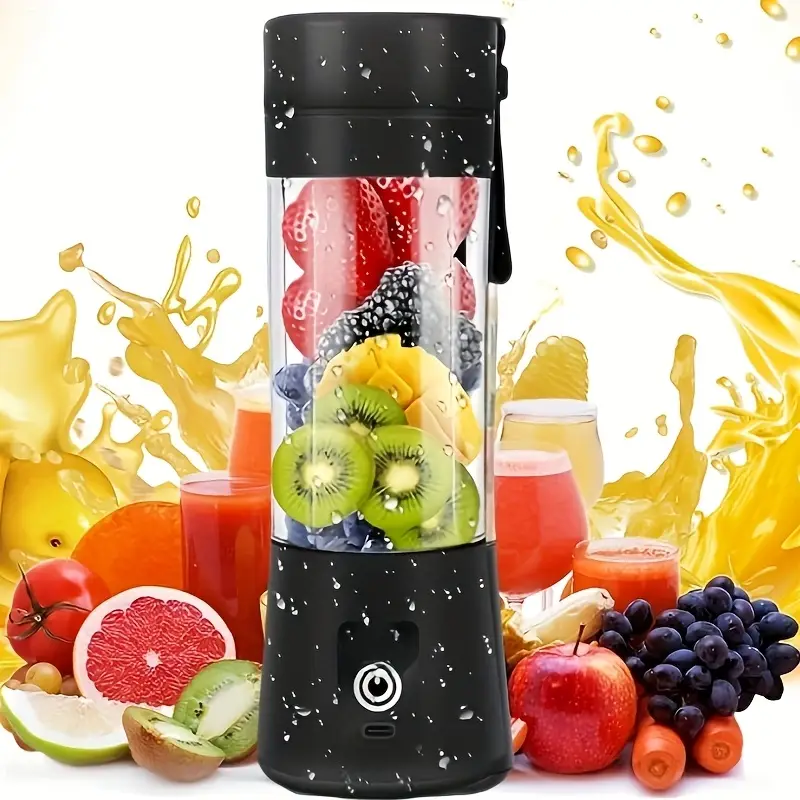 1pc licuadora portátil, 0.4l usb recargable hacedor de batidos con taza desmontable, base antideslizante, control de , cuerpo de plástico de grado alimenticio abs, batería de polímero de litio de 2000mah - ideal para batidos, shakes y jugos detalles 1