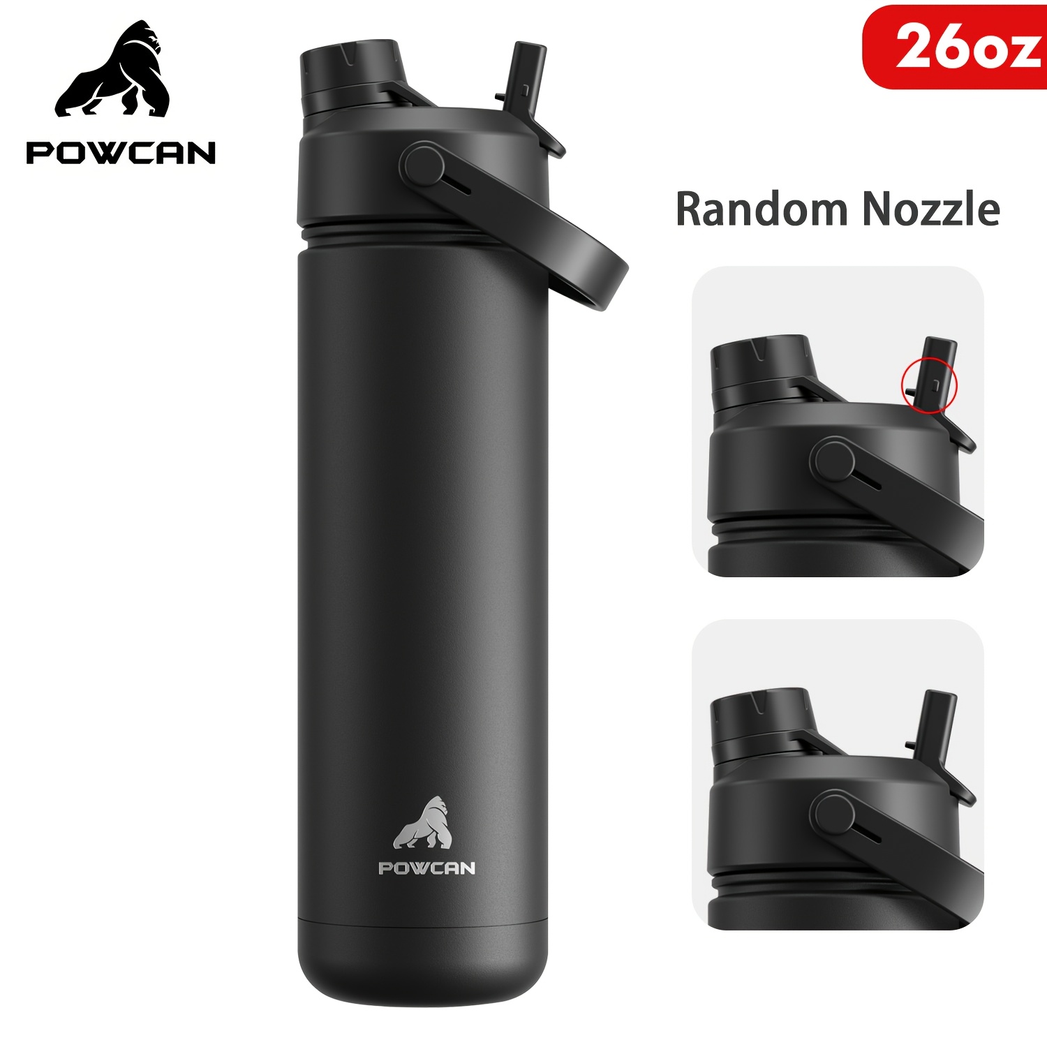 Image of 26 Oz Insulated Water Bottle With 2-in-1 Straw And Spout Lid, Leak-proof, Random Nozzle, Fits In Car Cup Holder, Stainless Steel Water Bottle For Sports, Travel, And School
