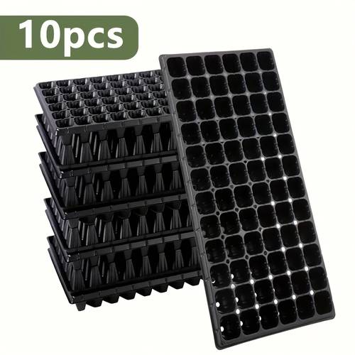 10pcs 72 holes can plant 720 seeds thickened seedling tray hatching and germination tray container for flowers vegetables fruits seedlings plug tray outdoor farm indoor and outdoor multifunctional reusable