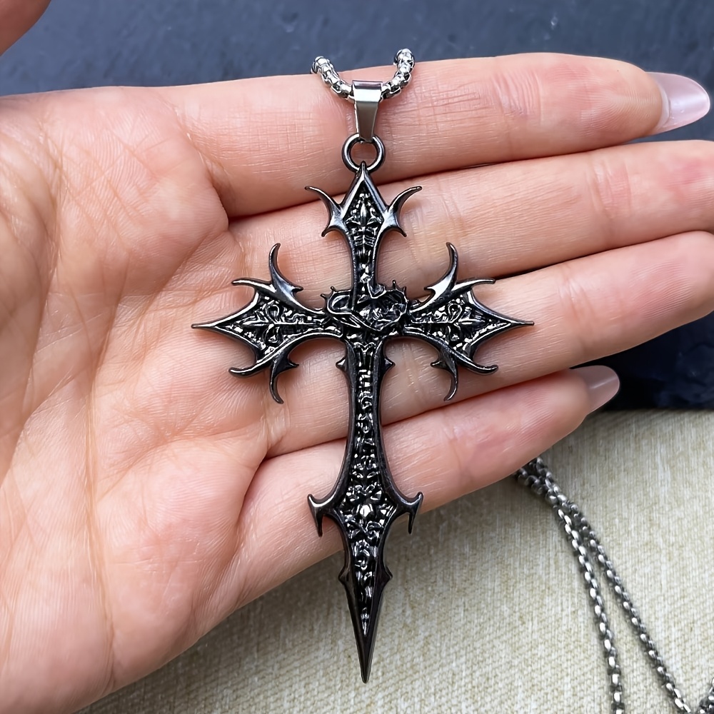 Gothic Cross Pendant Necklace/double-sided//hip-hop Style/vintage Punk