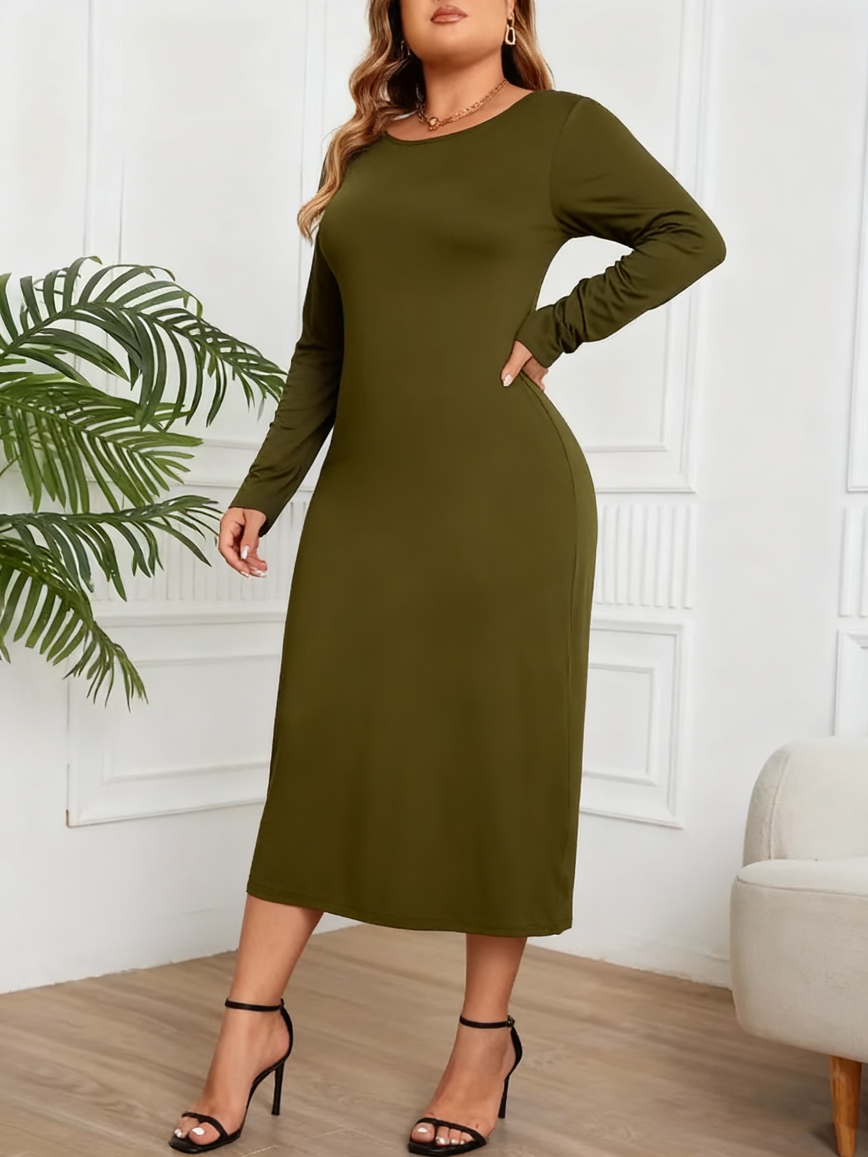 long sleeve plus size dresses sold on Temu United States