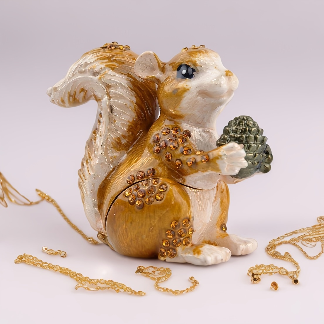 

Hand- Squirrel Jewelry Box/trinkets Box Hinged Figurine Design Perfect Gift For Women And Girls Collection