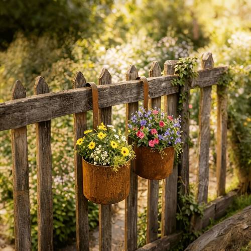 Retro Metal Hanging Planter - Retro Farmhouse Rust Bucket Planter, Distressed Chic Balcony And Fence Decoration, Distressed Iron Planter, Suitable for Indoor/Outdoor Porch, Patio, Garden