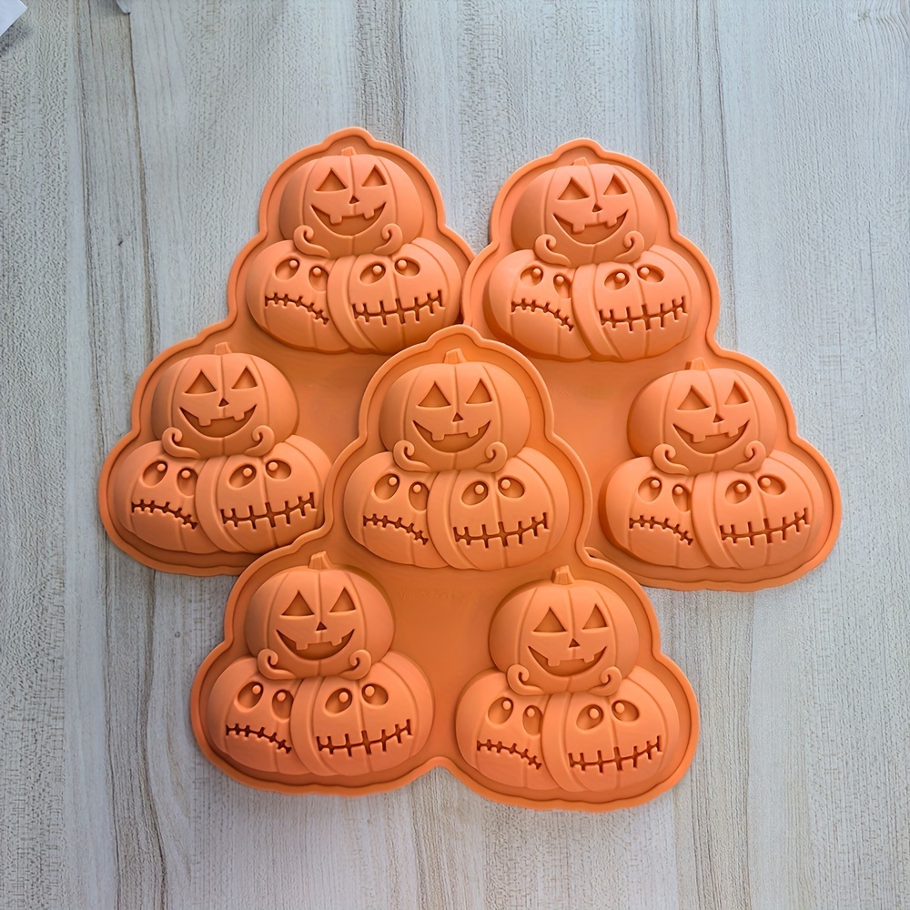 

Silicone Pumpkin Mold For Halloween - 1pc Triple Cavity Jack-o'-lantern Cake Mold For Chocolate, Mousse, Ice Cream, Pudding, Dessert Decorations, Baking Tools