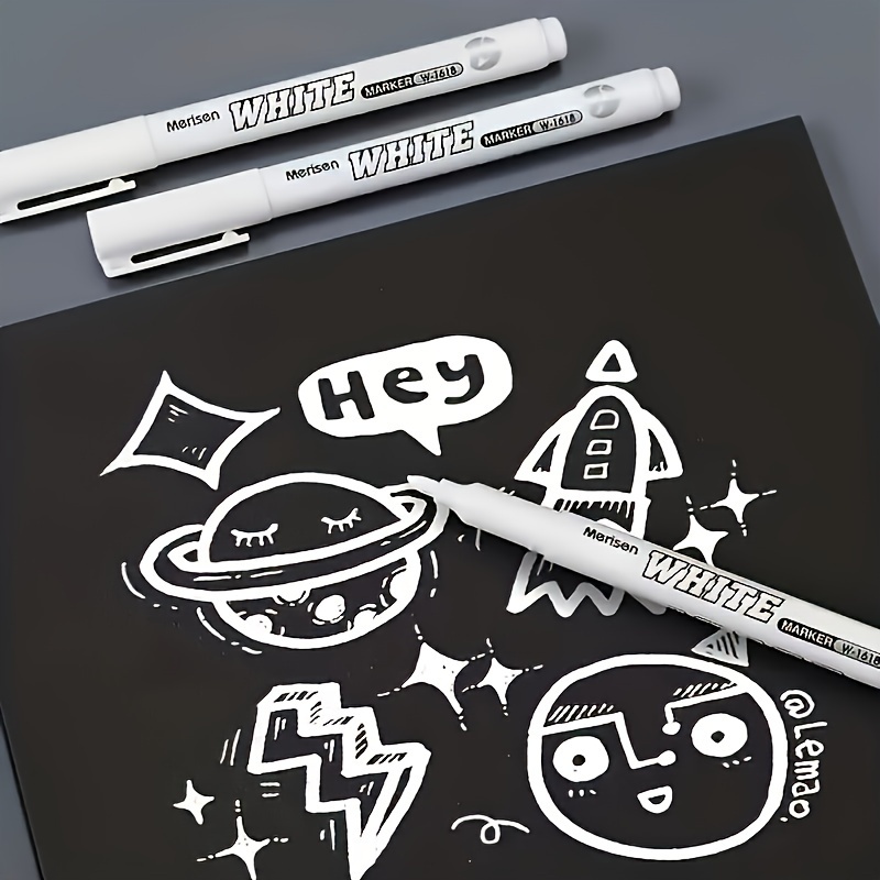 

3/6/12 White Markers - Suitable For Glass, Ceramics, Wood And Metal, Suitable For , School Supplies And Kawaii Stationery