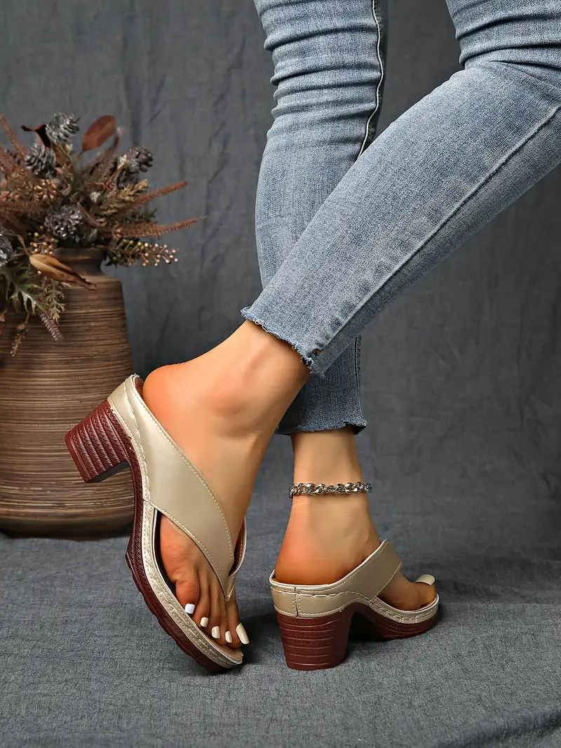 womens split toe wedge sandals slip on block heel synthetic cover upper rubber sole elegant open toe design for casual formal occasions sandals for wide feet durable insole versatile footwear stylish footwear able footwear office wear details 5