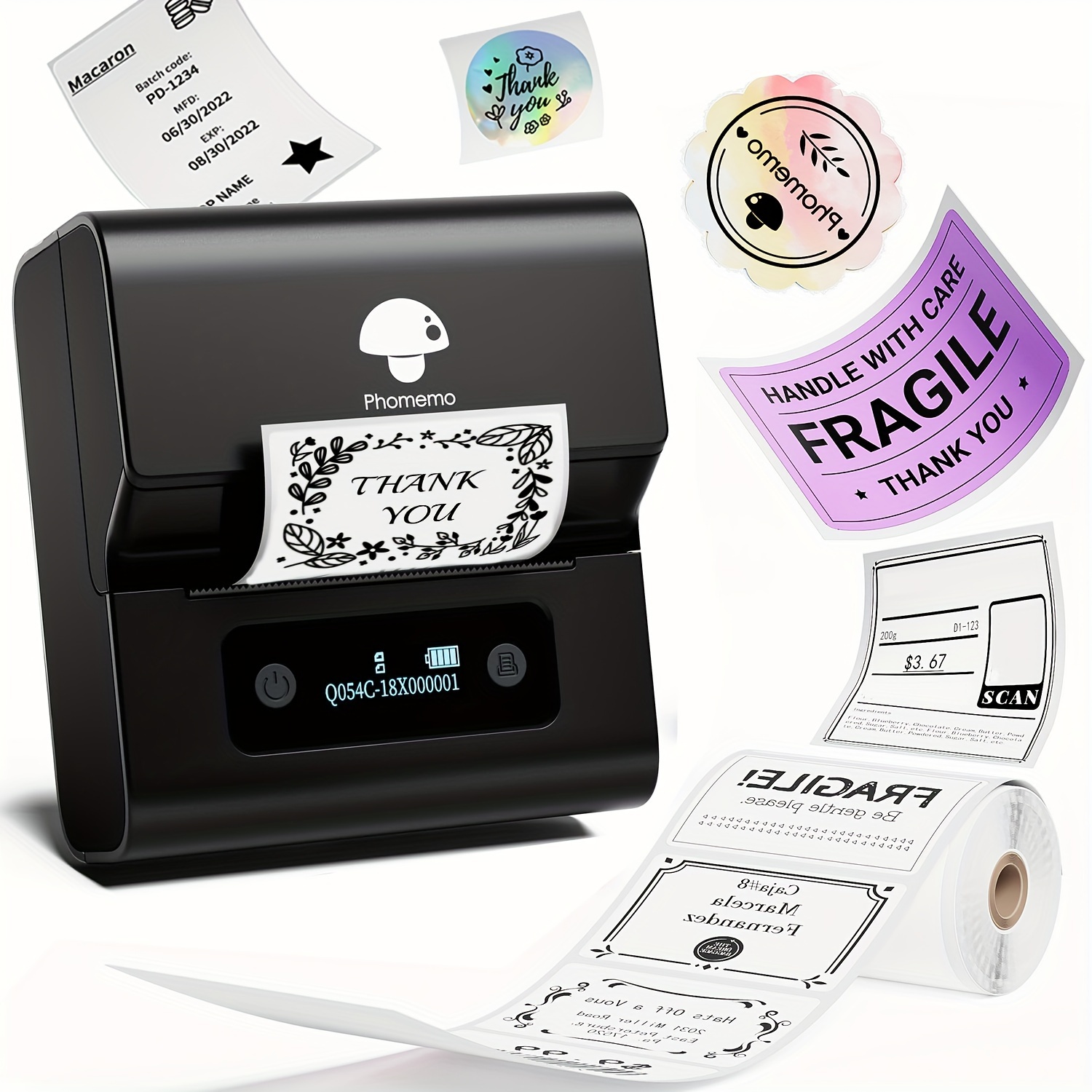Image of Phomemo Label Makers- Barcode Label Printer M221 3 Inch Label Maker Wireless Thermal Printer For Small Business/home Use, For Barcode, Address, Logo, Stickers, Compatible With Phone & Pc