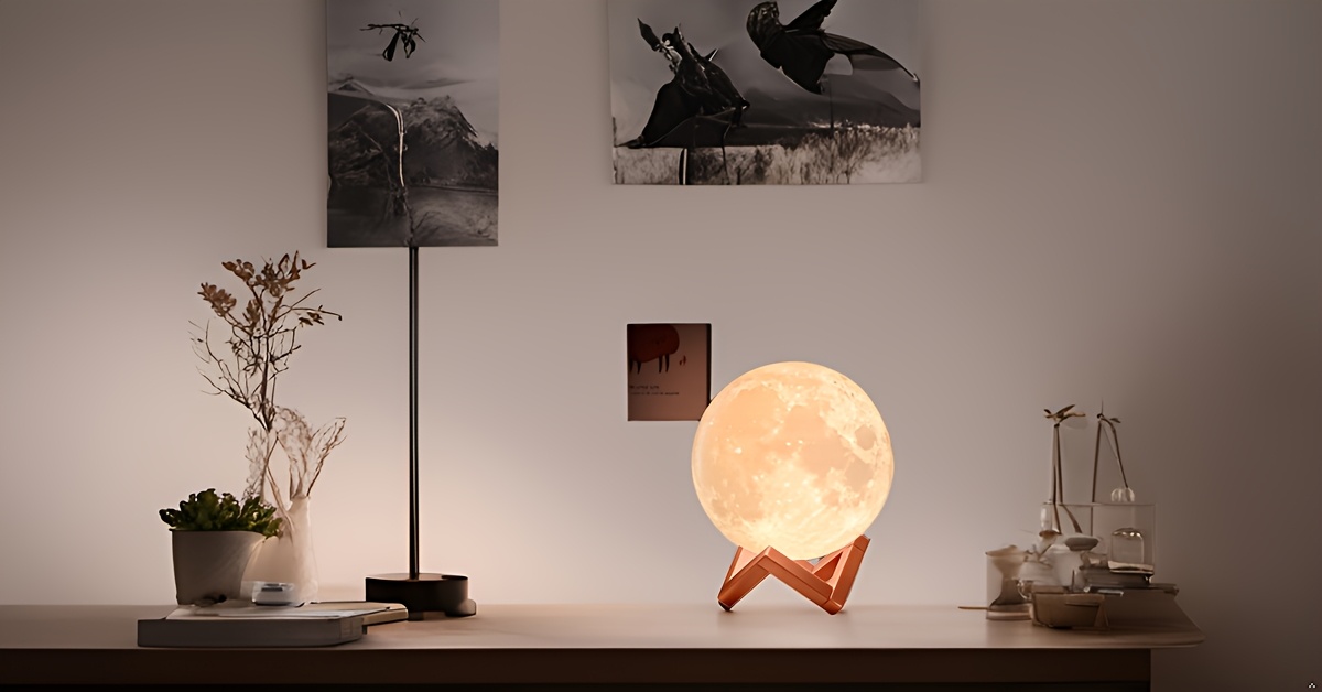 PINOCO Smart RGB 128-Color Moon Lamp with Remote & Touch Control, -Free Color/Brightness Adjustment, - Night Light Suitable for Bedside, Desk Decor, Birthday & Anniversary Gifts - Modern Crescent Light Bulb