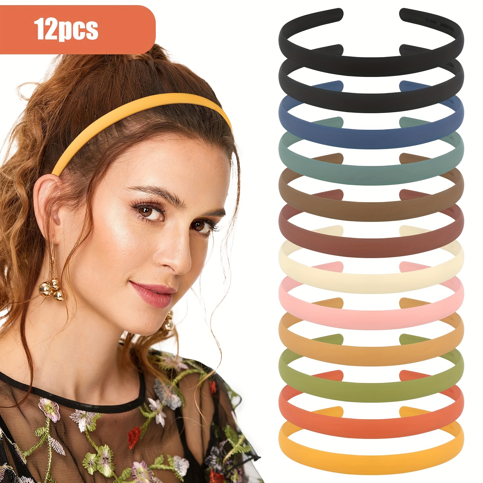 

12pcs Plastic Headbands, , Headbands , 12mm,