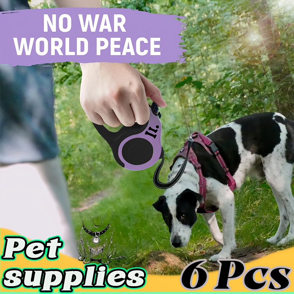 A 6pcs Pet Travel Kit Including a Pet Cleaning Set, a 5M/16.4Ft Retractable Dog Leash for Easy Control, a Dog Waste Collection Kit, Poop Bags, a Dispenser, And a Convenient Dog Bowl, Suitable for Outdoor Walks, Travel, And Hiking