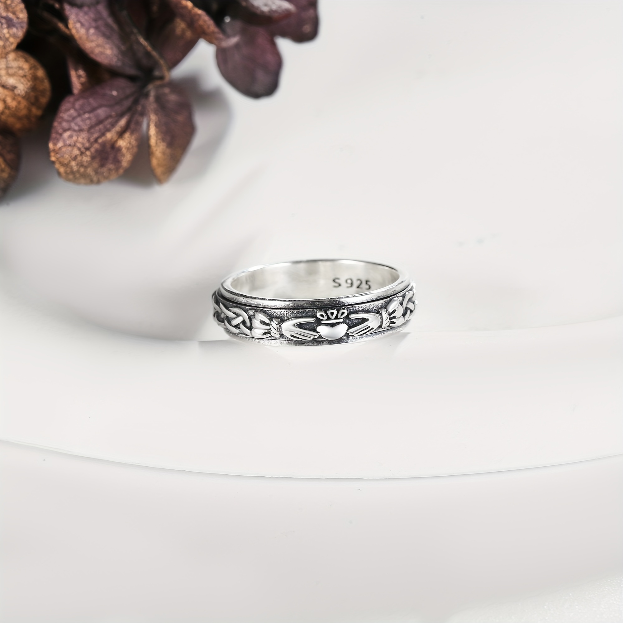   fidget spinner ring 925 sterling silver celtic knot anxiety jewelry for women men and girls   love   for mom and wife Product details 2