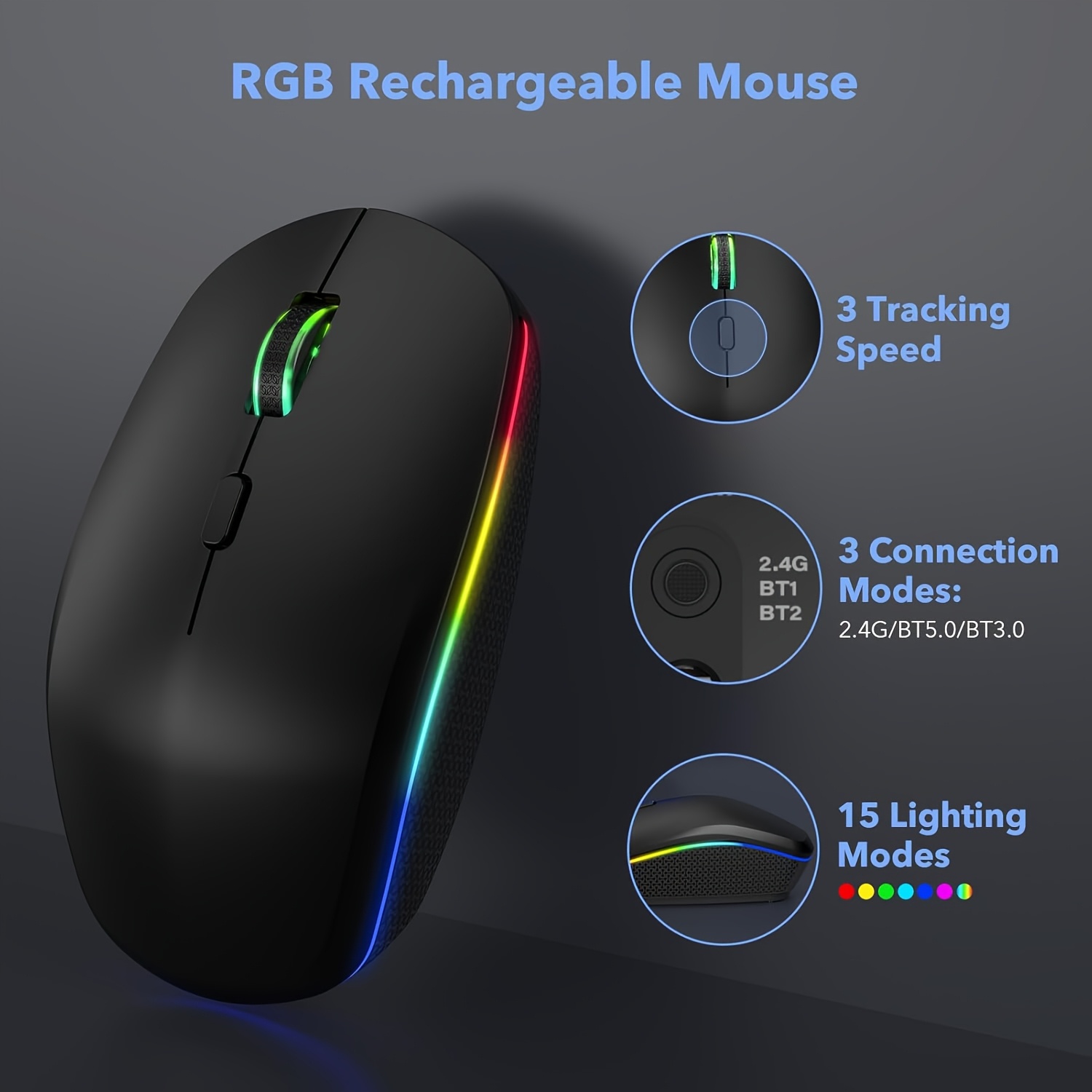 Wireless Wireless Keyboard And Mouse, Compact Multi-Device Mini Keyboard, Connects with Up to 3 Devices, Slim And Portable Travel Backlit Cordless Set, RGB Quiet Mouse, Compatible with Mac, Ios, Android, And Ipad (Black)