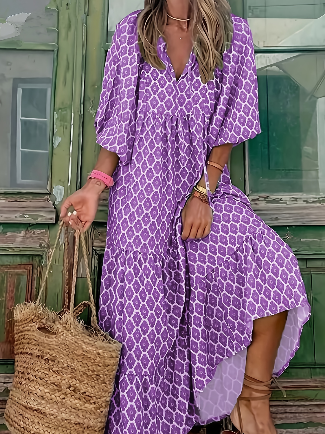 womens floral print tie short sleeve loose holiday babydoll