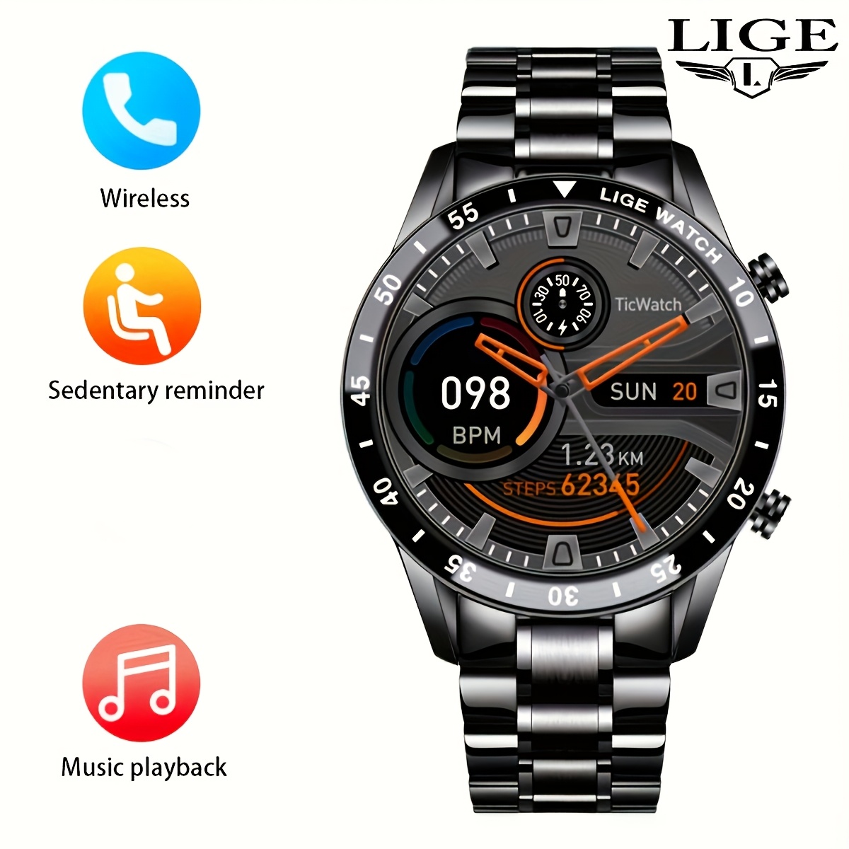 Image of Lige Smart Watch (/make Calls), 1.39 Inch Tft Full Touch Screen Wireless Talk, Multiple Sports /music Control/diy Dial/women's And Watch